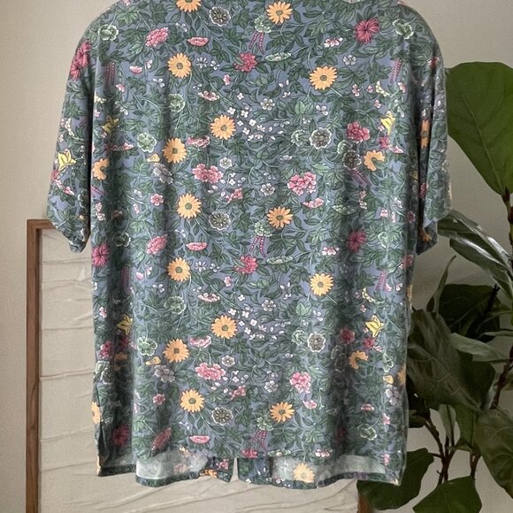 Women's Vintage 80's FORENZA Floral Button Front Polo Shirt Top Rayon Vtg Large - Picture 4 of 4